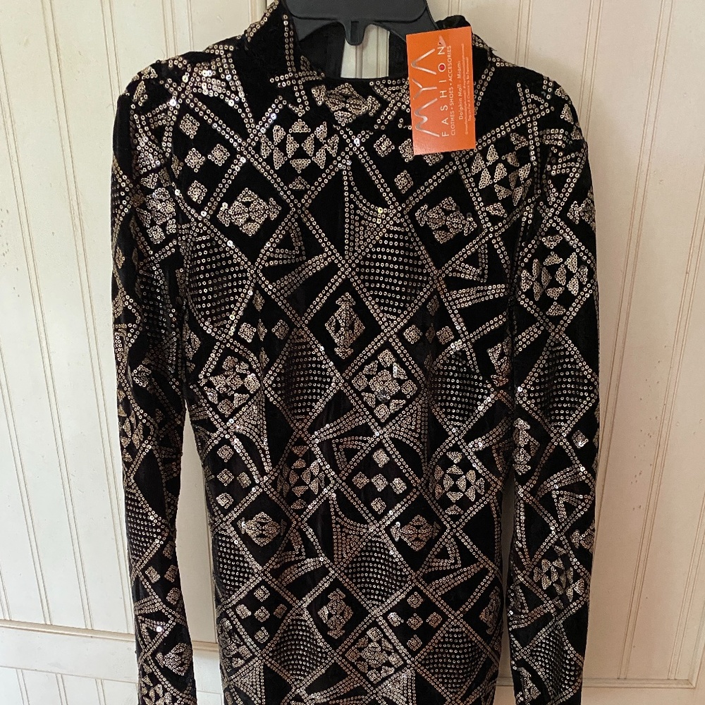 Long sleeve sequined dress